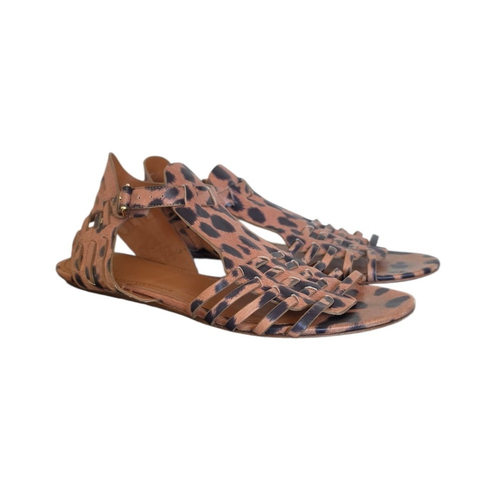 Givenchy Leopard Animal Print Leather Boho Maximalist Gladiator Sandals sz 9.5